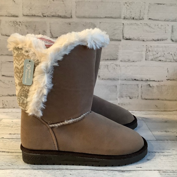 Essentials By Muk Luks Women's Carey Knit Sherpa Midi Boots - Picture 1 of 7